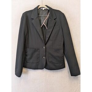 Shade Blazer Women's Medium Black Two-Button Patch Pockets Nylon Spandex Stretch